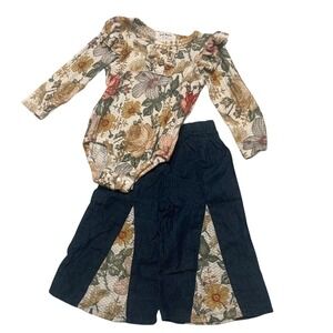 Sweet Magnolia Floral Waffle Knit Bodysuit and Flare Pants Set 12-18 Months